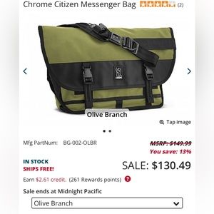 Chrome Citizen Messenger Bag Olive color LIKE NEW